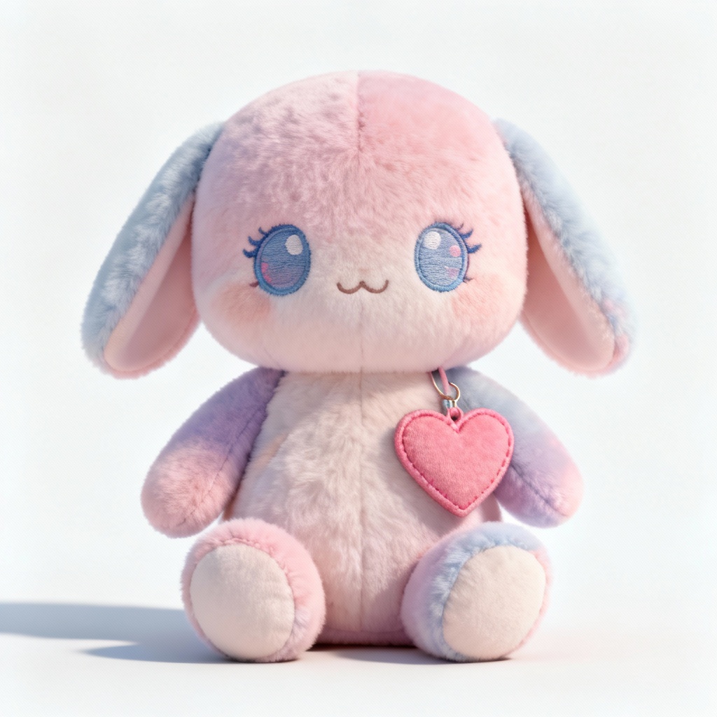 AI virtual toy concept of a pastel robot plush on white background