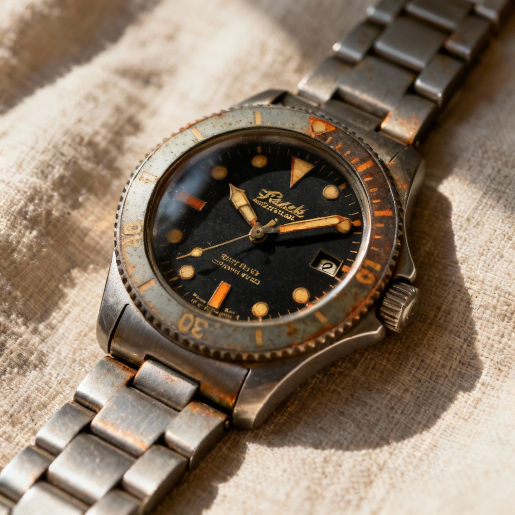 AI Rolex-style vintage watch with gilt dial