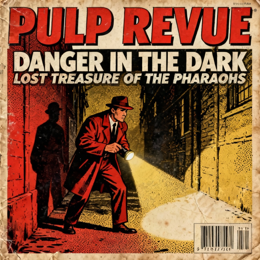 AI retro pulp magazine cover with bold vintage layout