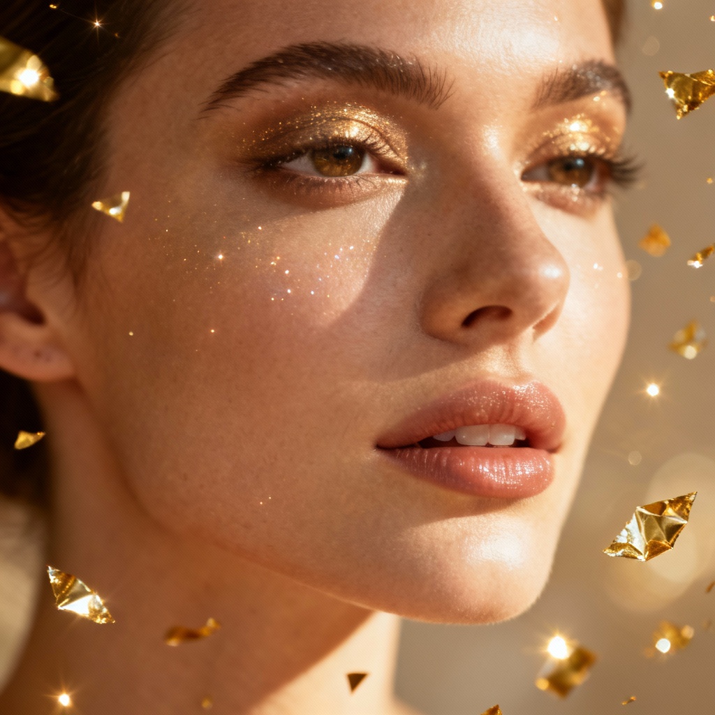 AI gold glitter beauty portrait