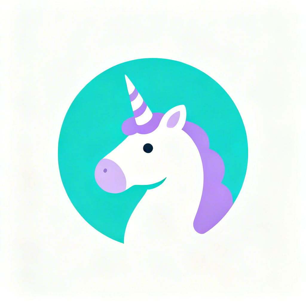 Minimal chubby unicorn logo badge