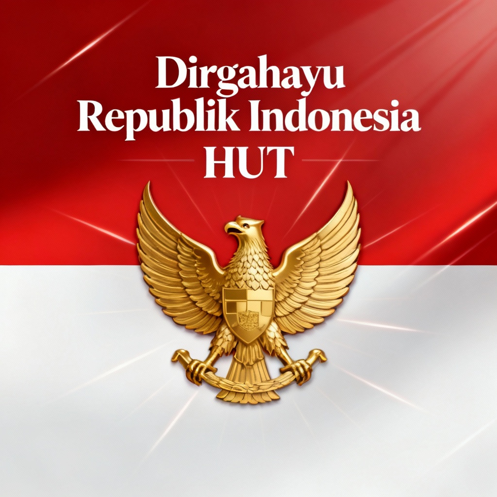 AI poster with gold Garuda and red white gradient