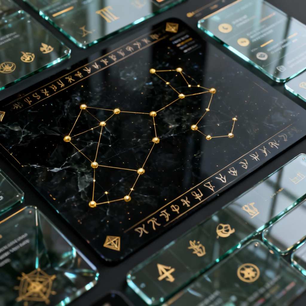Fantasy themed UI dashboard with runes and constellations