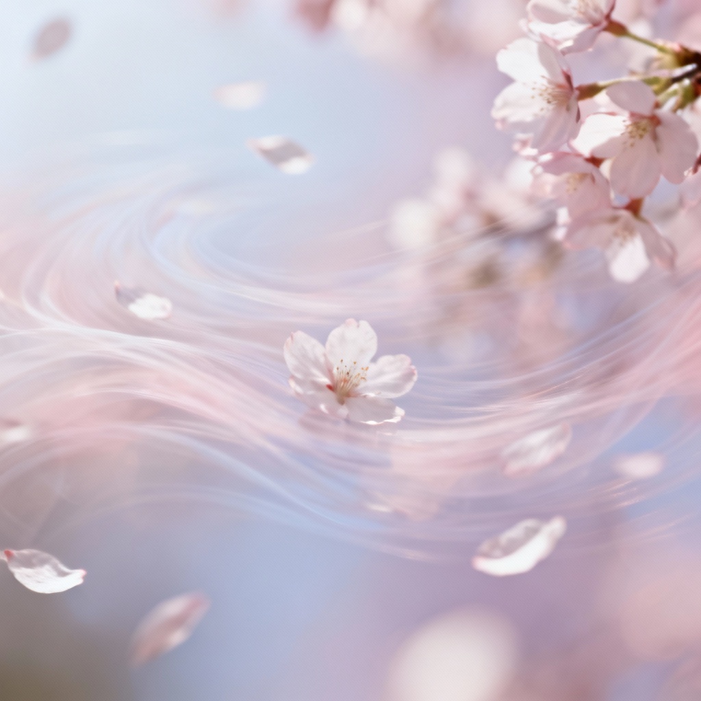 AI sakura petal overlay in a pastel breeze