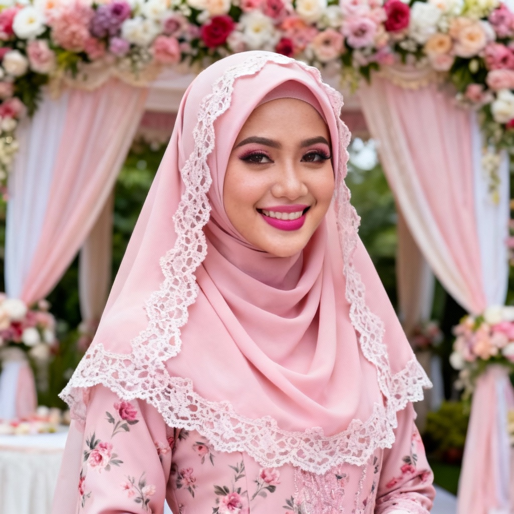 AI Malay Bridal Tudung Style