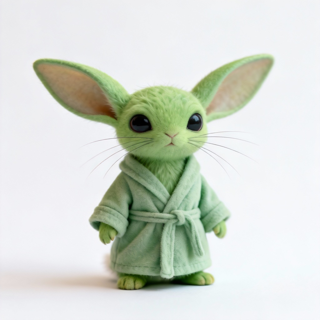Bunny transformed into Baby Yoda style portrait