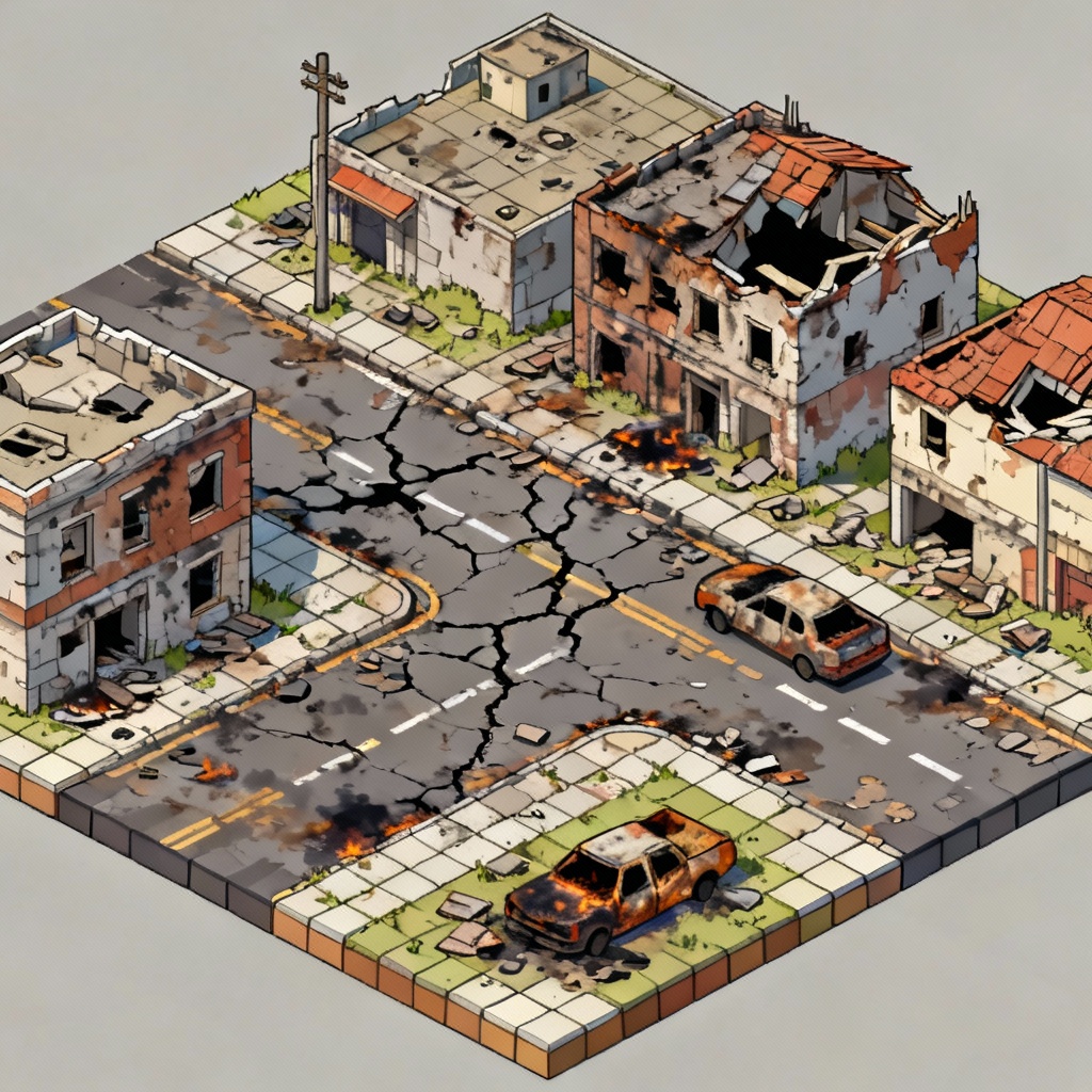 AI isometric ruins map
