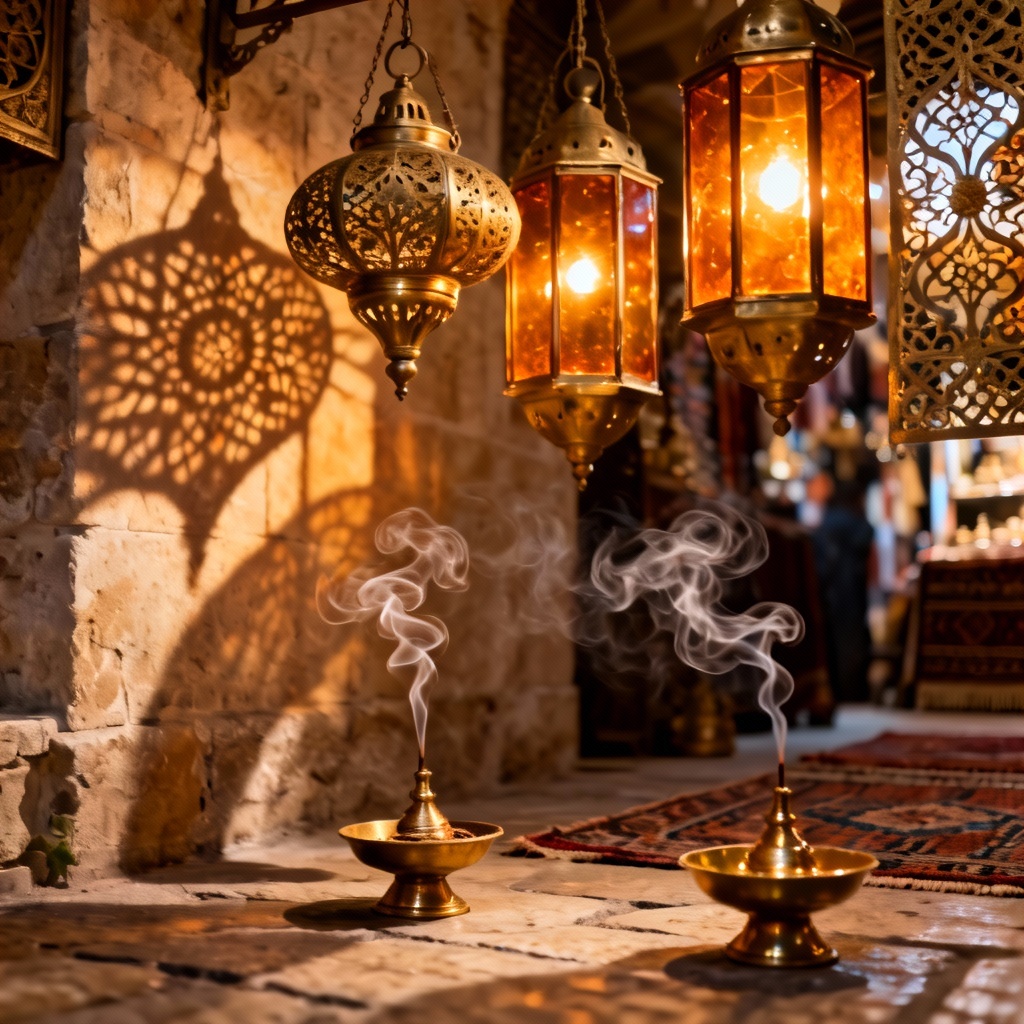 AI Ramadan fanous brass lantern market