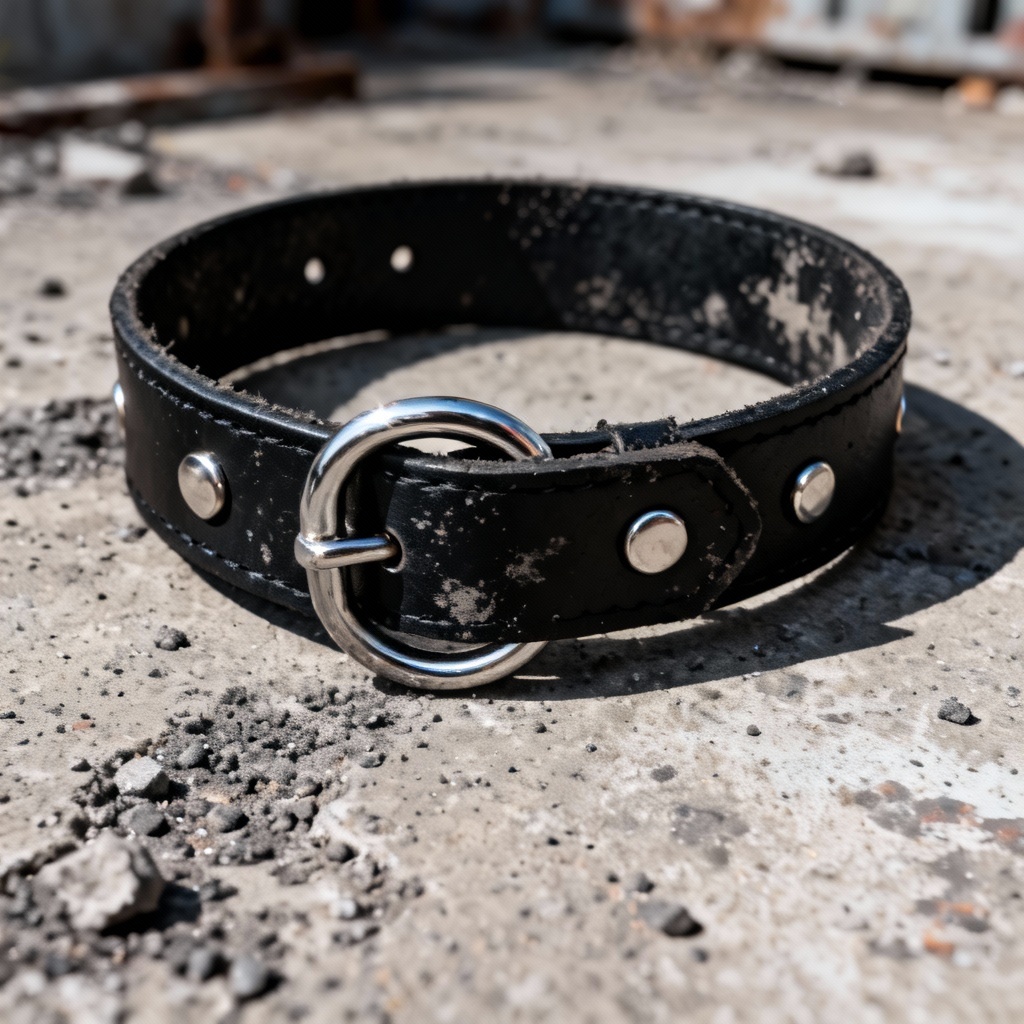 AI punk leather O-ring choker close-up