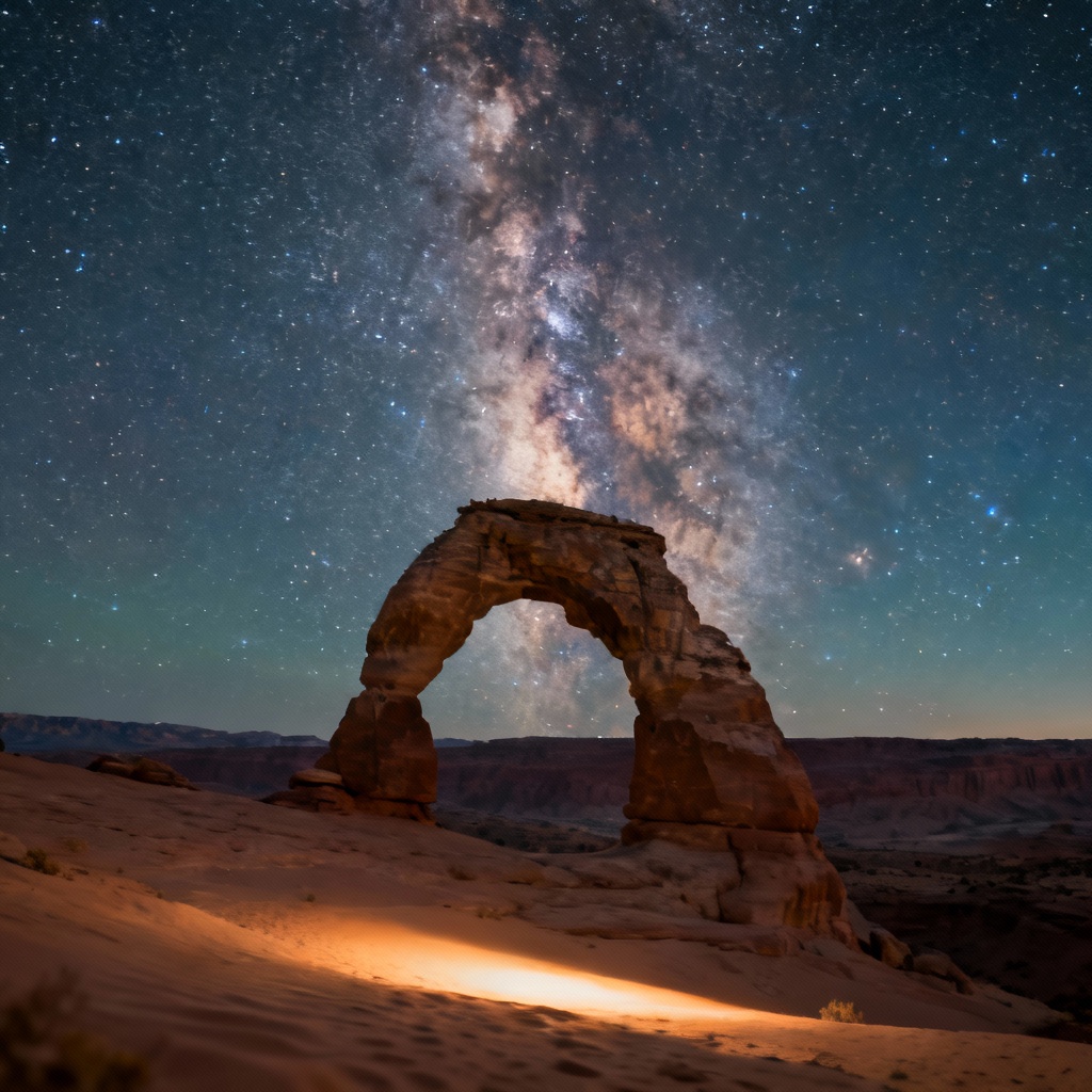 AI astrophotography desert panorama