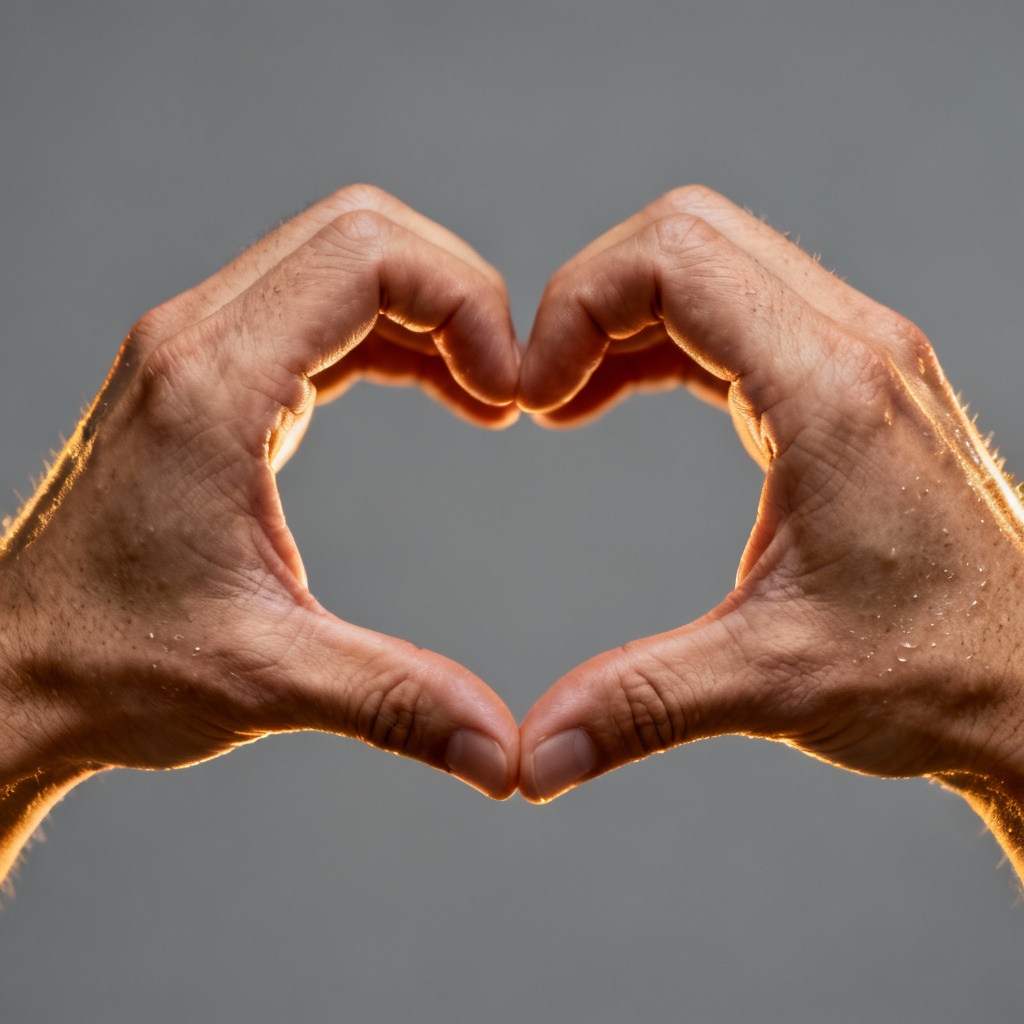 AI-generated hands forming a heart pose in studio lighting