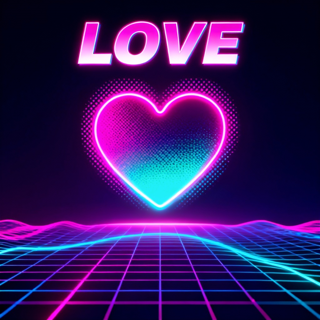 AI Neon Retro Valentine Card
