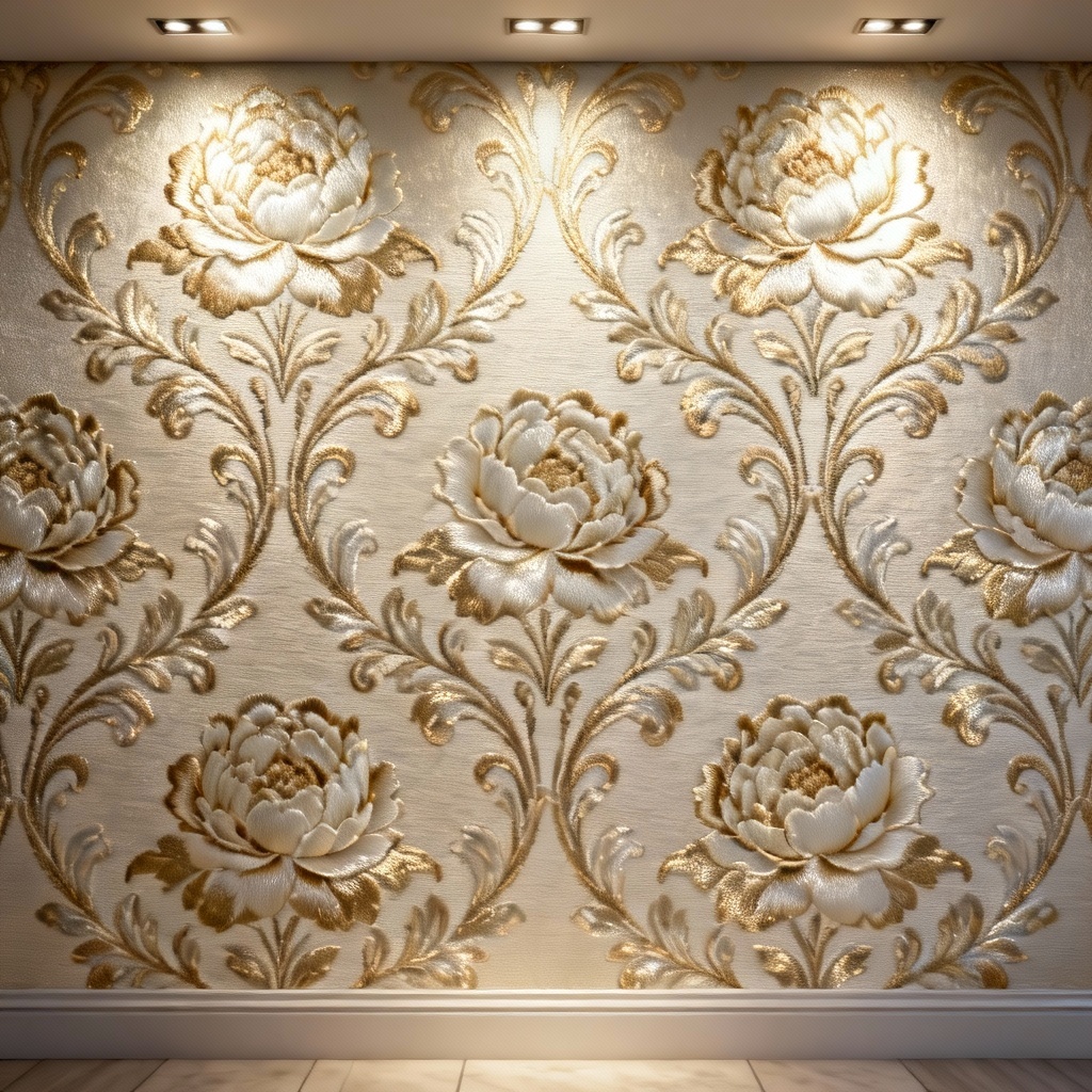AI jacquard floral pattern with metallic thread look