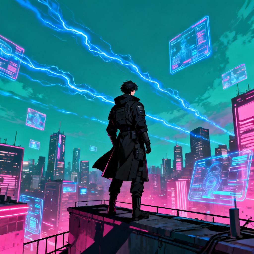 AI Cyberpunk Gojo Saturo Scene