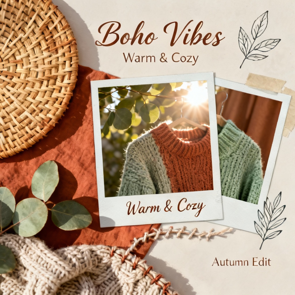 AI boho moodboard with nature textures