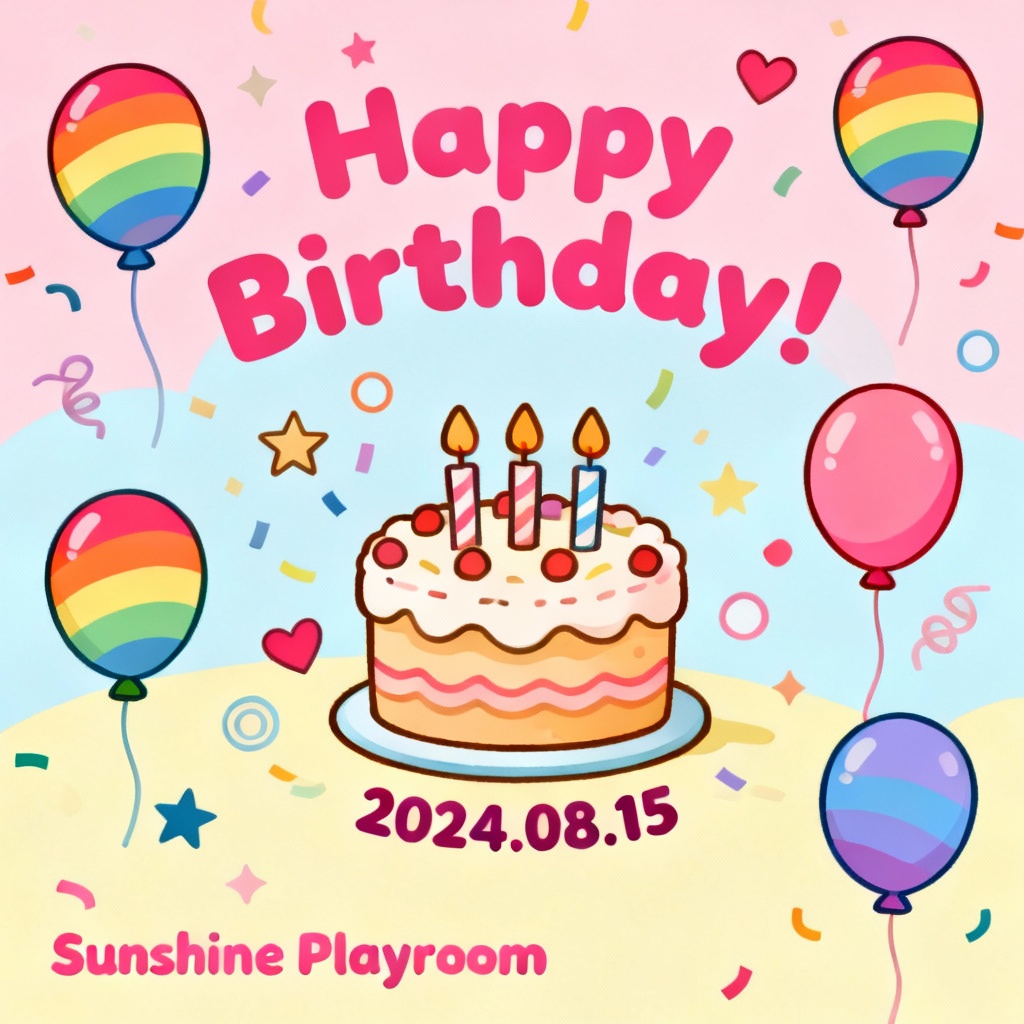 AI Colorful Kids Birthday Party Invitation Card