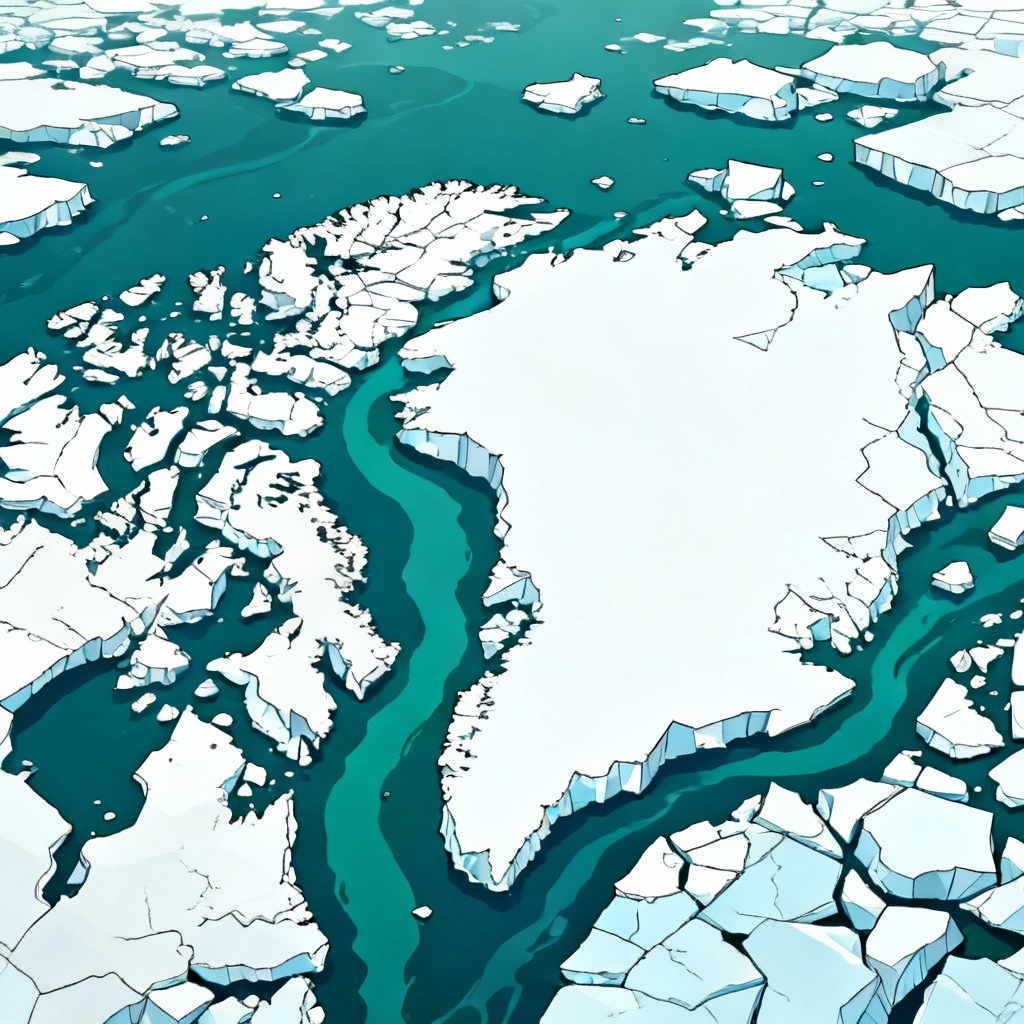 AI stylized satellite sea ice cover map