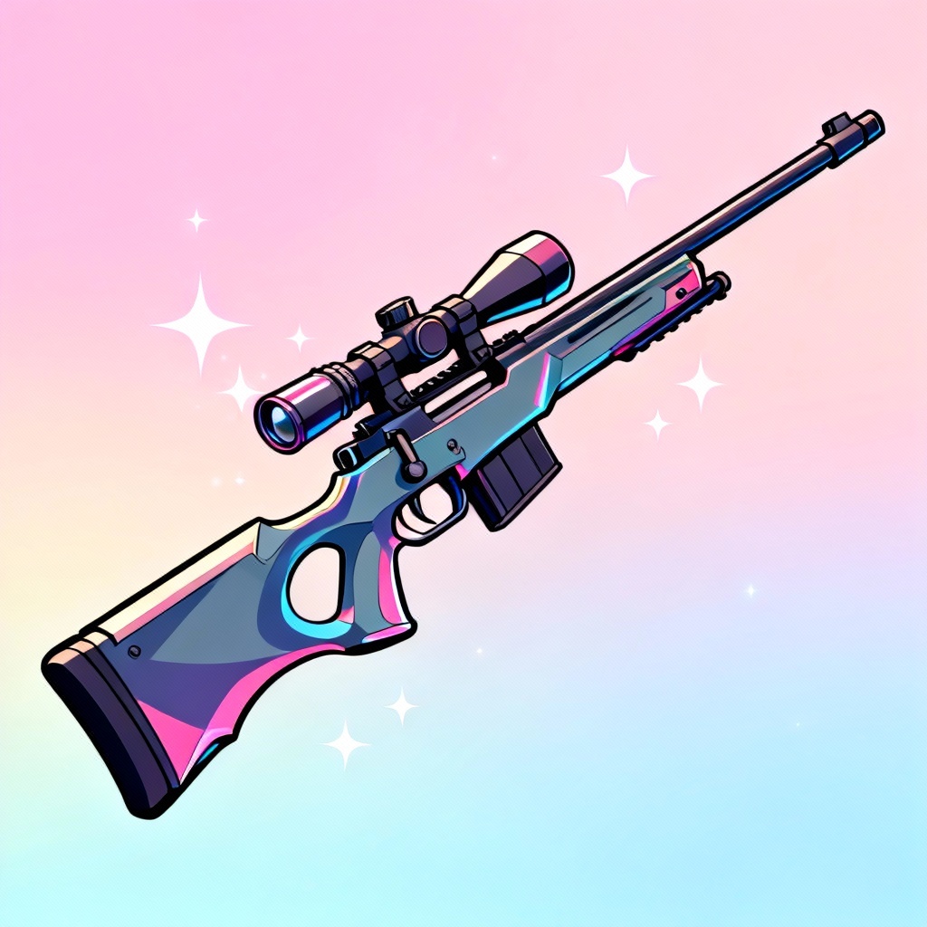 Anime-style sniper rifle illustration with cel shading