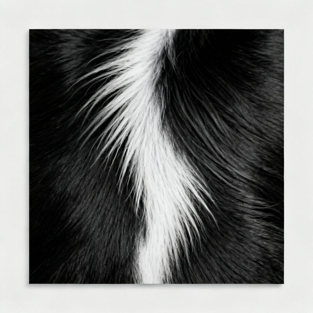 AI skunk black fur with white stripe seamless texture