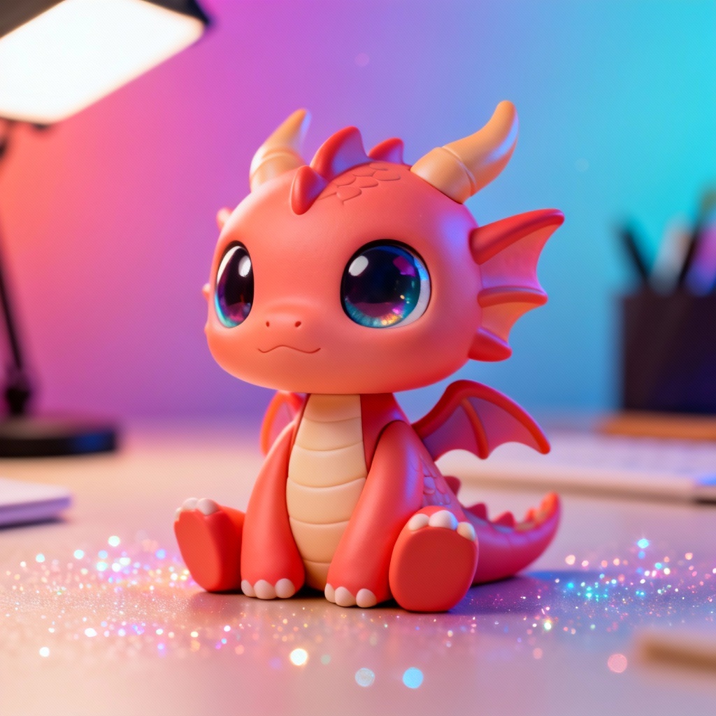 AI chibi dragon companion figurine