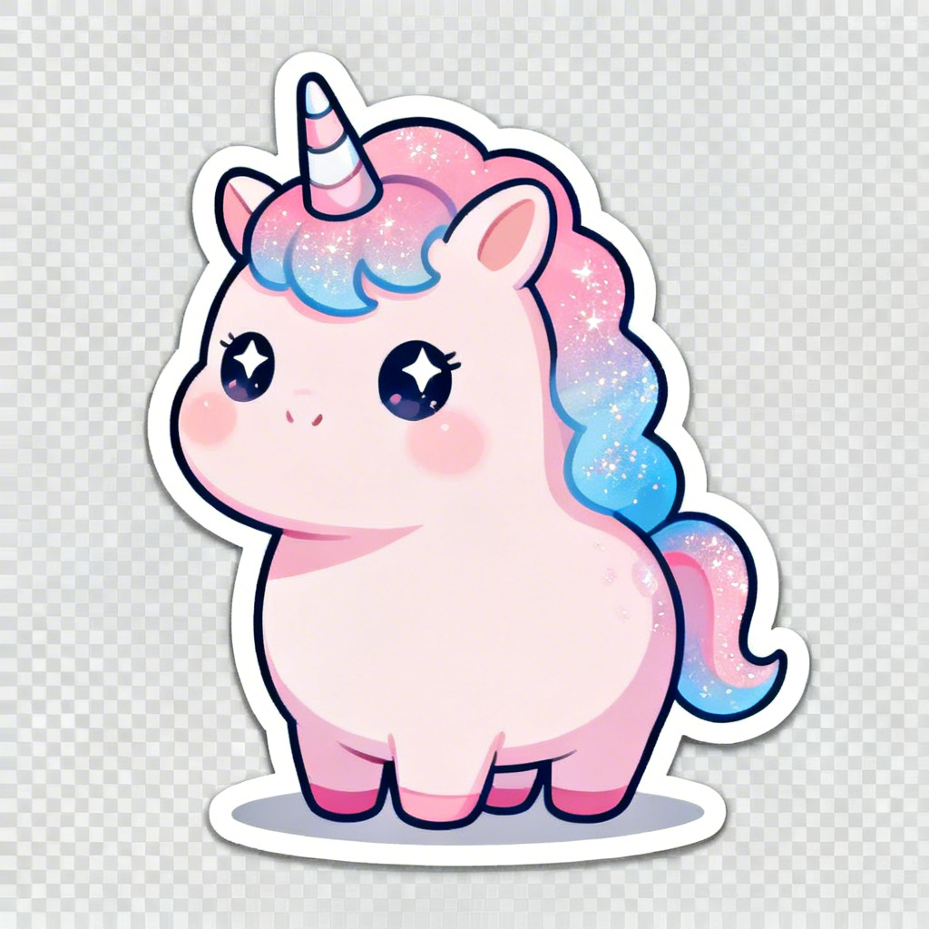 Kawaii chubby unicorn sticker art