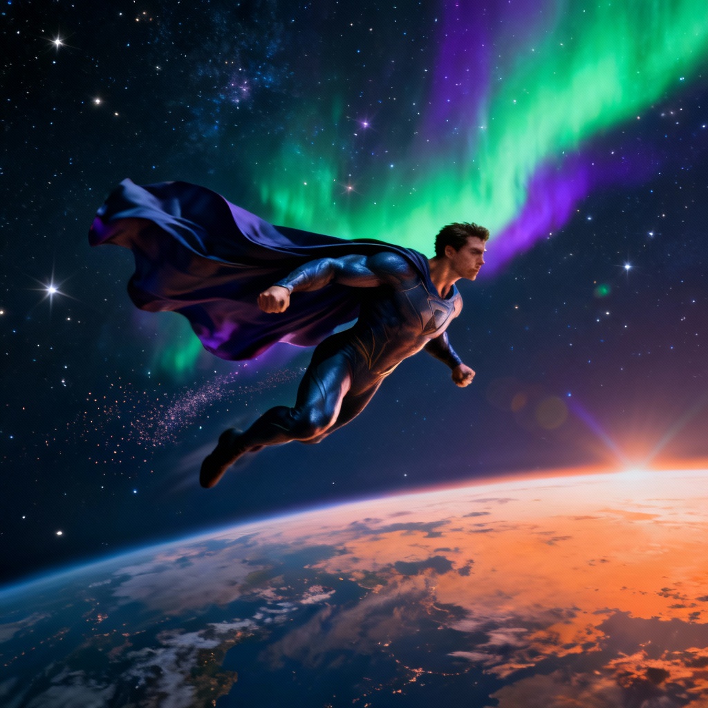 AI Superman space flight scene