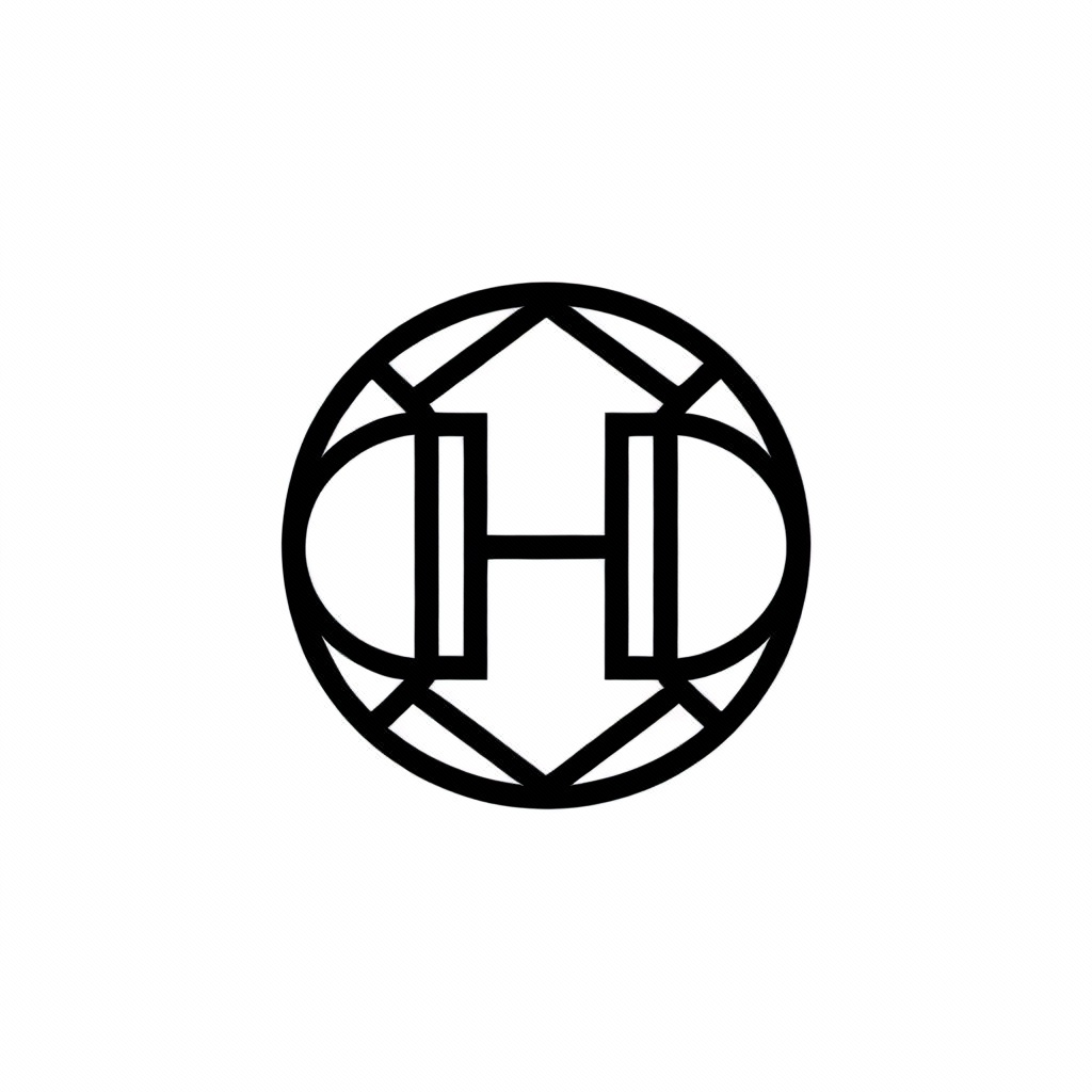 AI line art logo mark with geometric monogram in circle