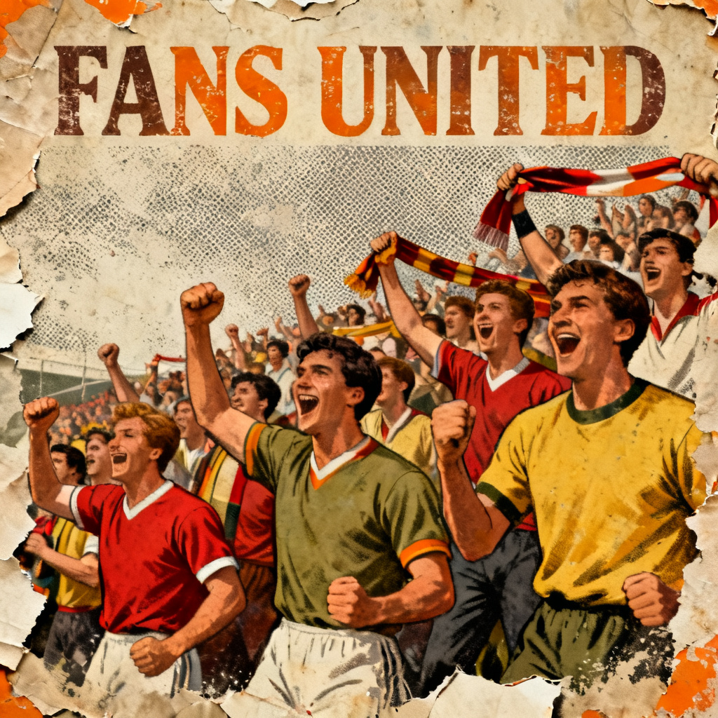 AI retro grunge worldcup supporters poster