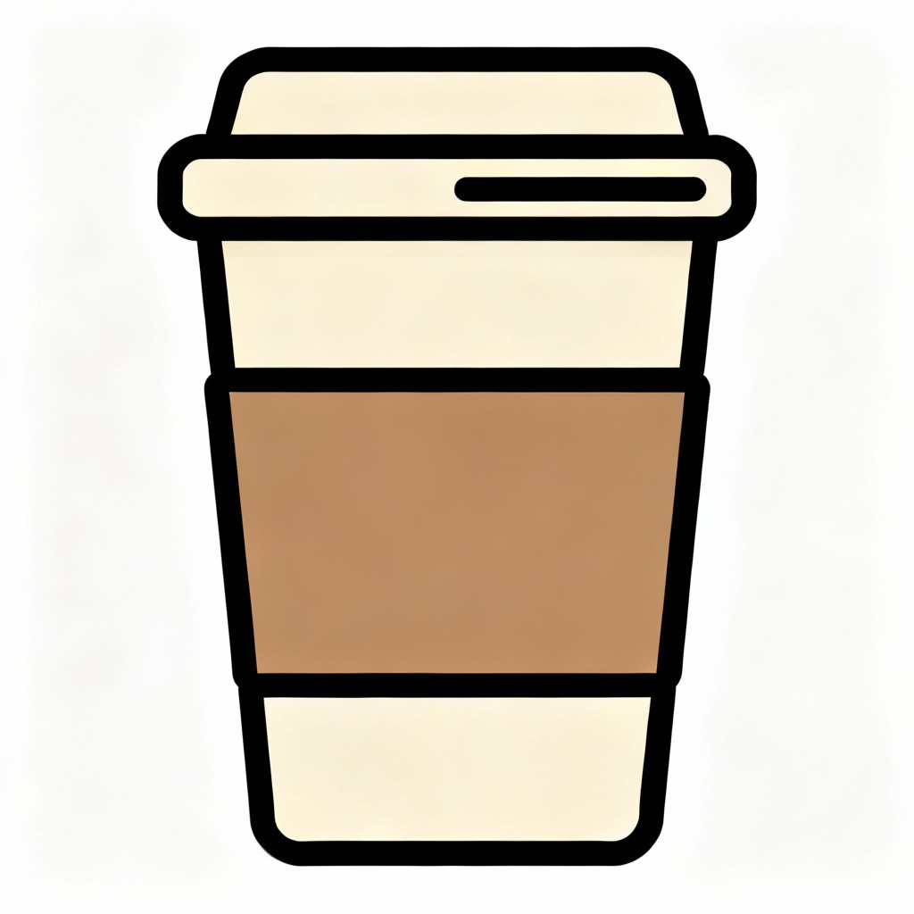 AI flat vector coffee cup clip art with bold outline
