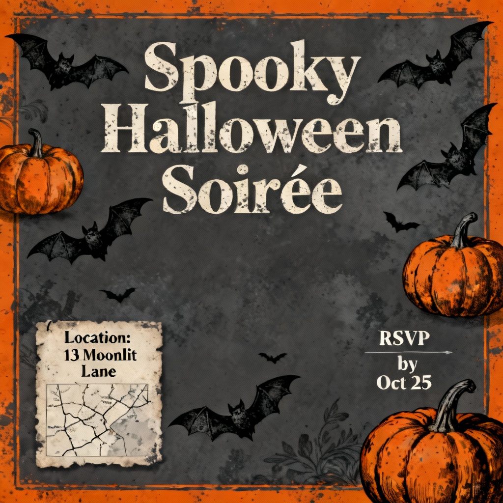 AI halloween party invitation card