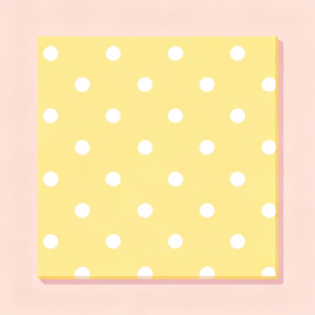 Pastel yellow background with white polka dots