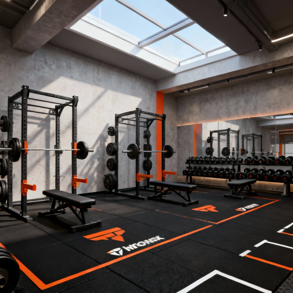 AI professional gym design strength zone render