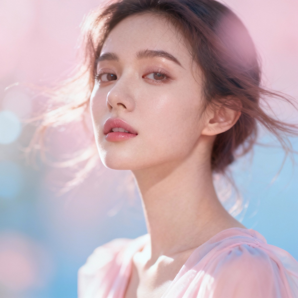 Pastel haze portrait with soft-focus and glow