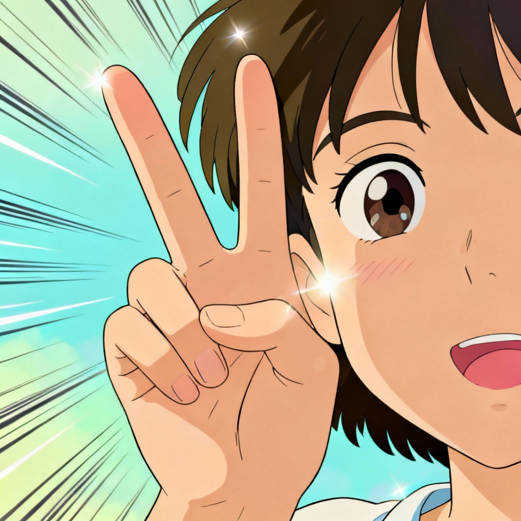 Anime V sign hand gesture illustration