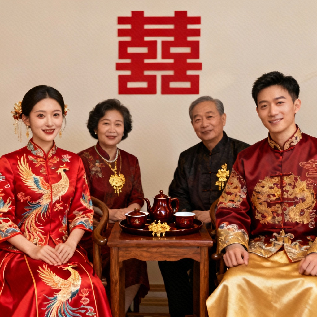 AI Chinese wedding tea ceremony scene