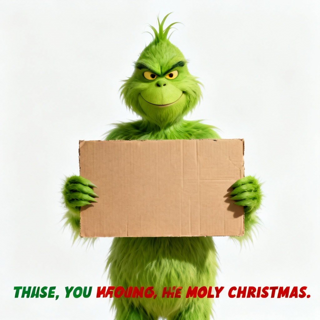 AI Grinch meme template holding sign
