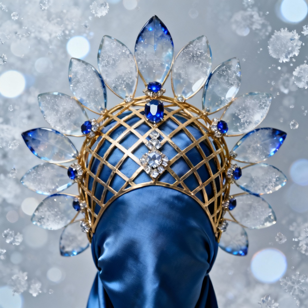 AI kokoshnik with enamel petals and sapphire diamond accents