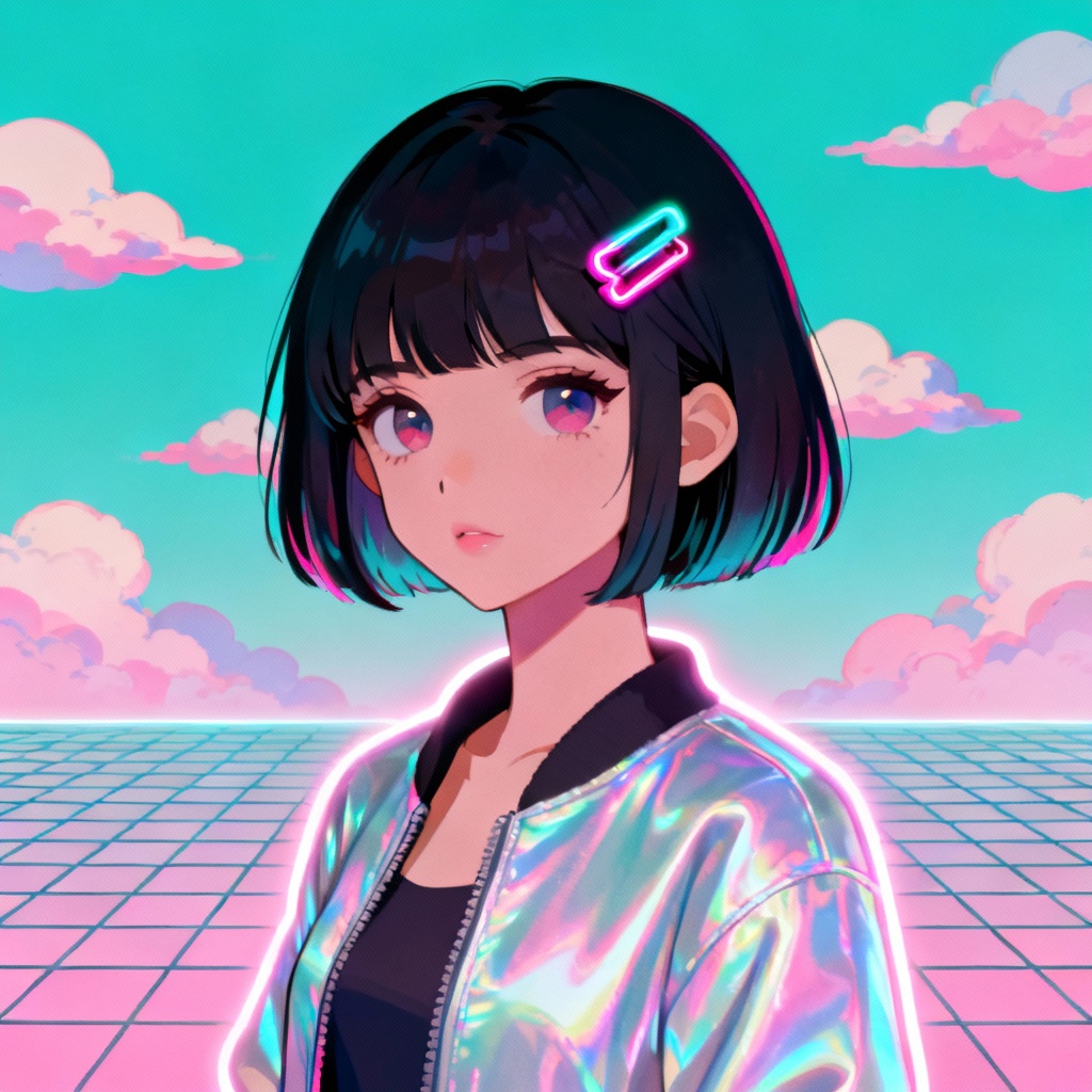 AI vaporwave e-girl profile picture