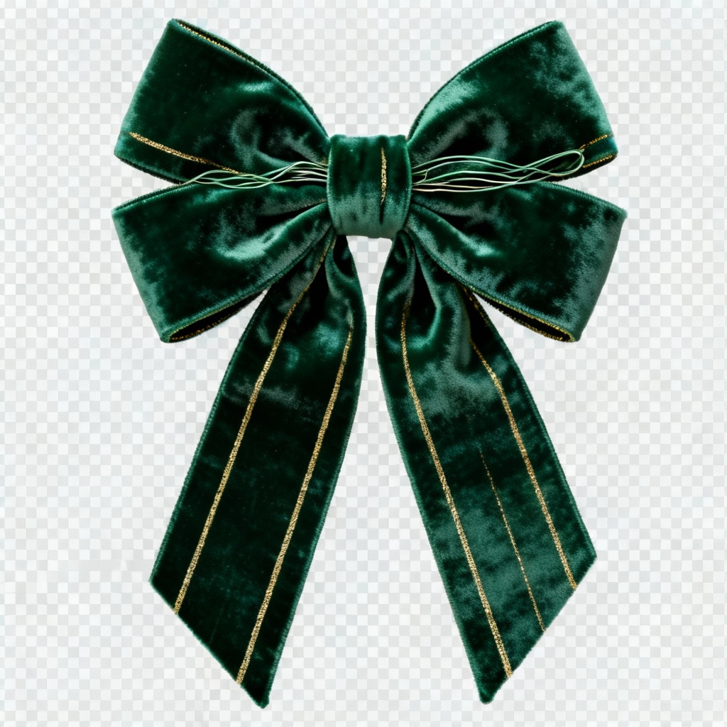 AI emerald velvet Christmas bow with gold detail