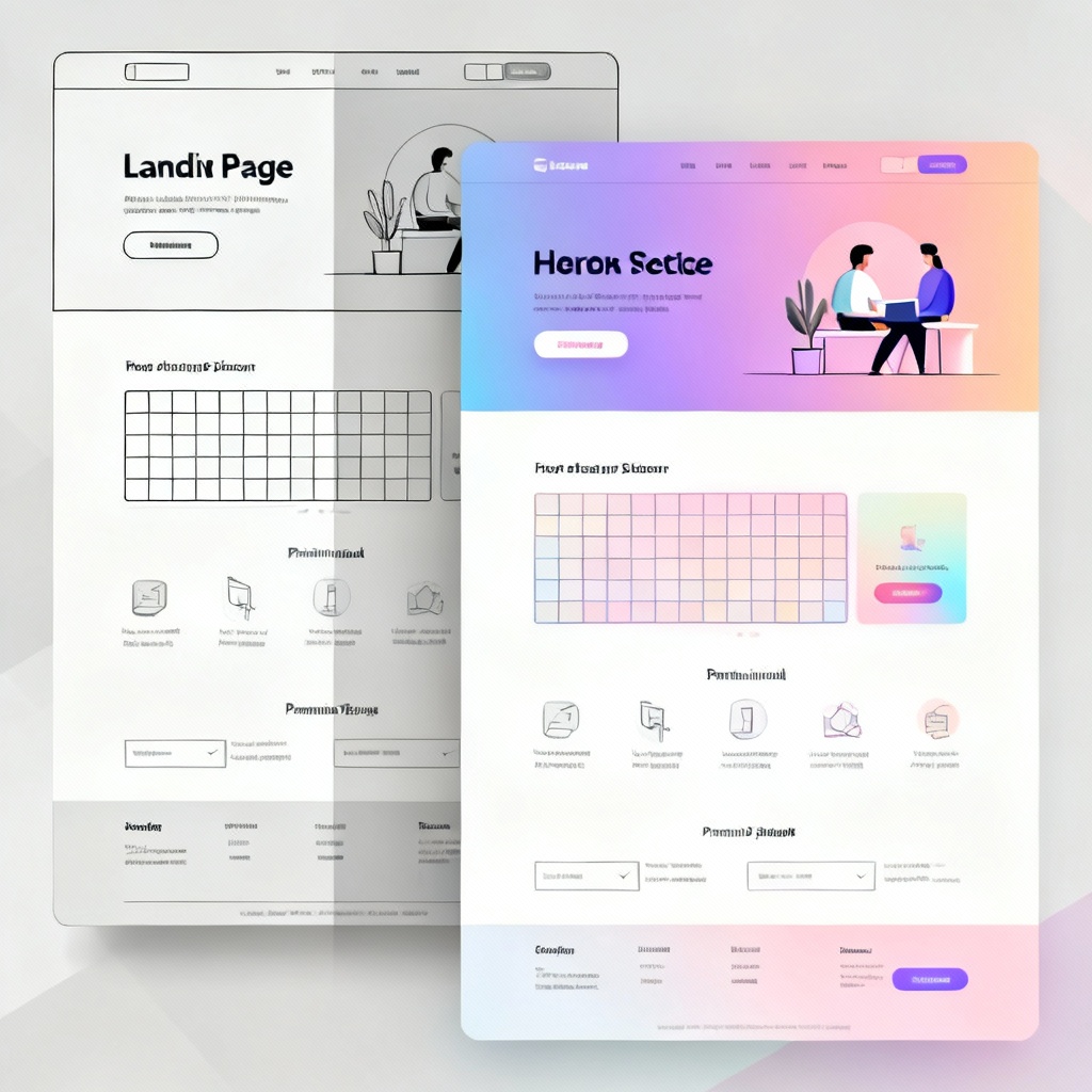 AI landing page generator preview from wireframe to polished page