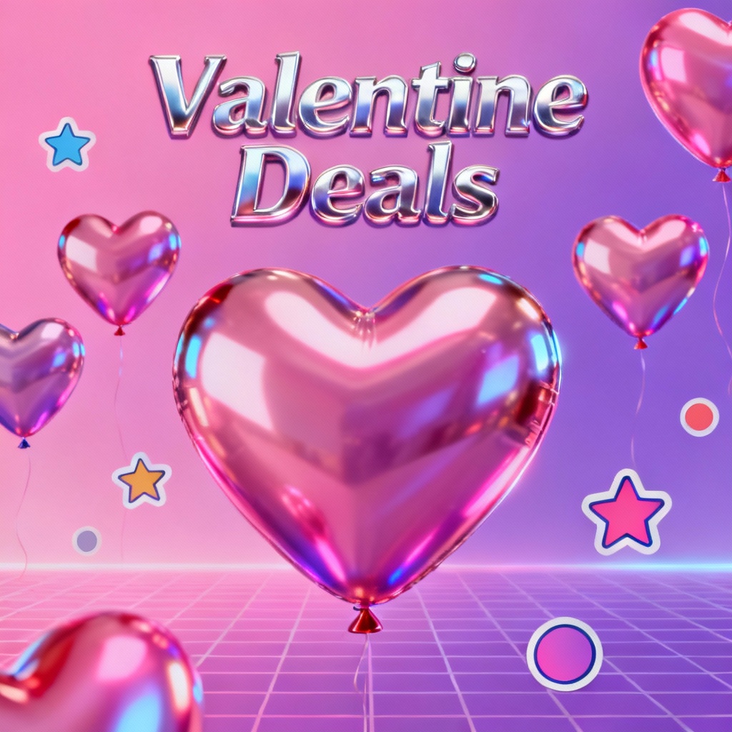 AI Retro Gradient Valentine Promotion Poster with playful style