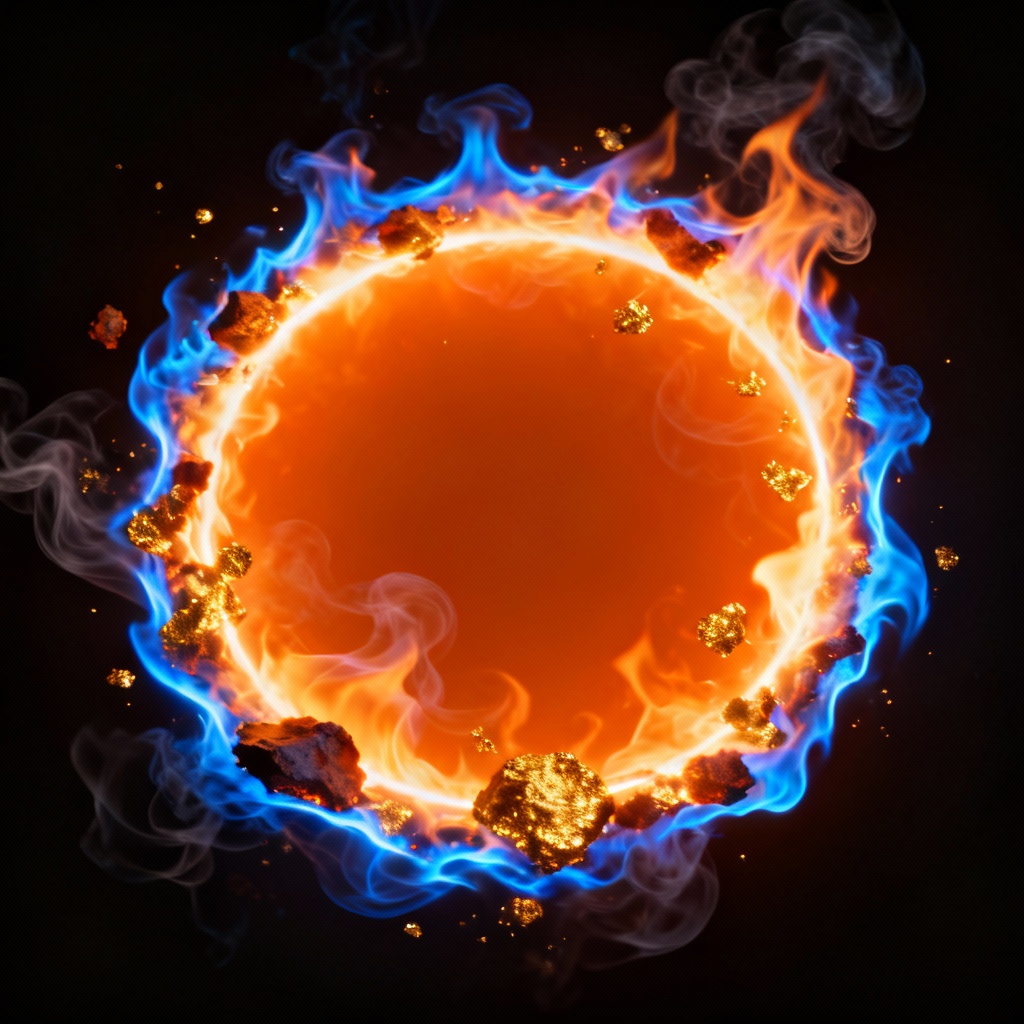 AI-generated transparent fire ring PNG with embers and smoke
