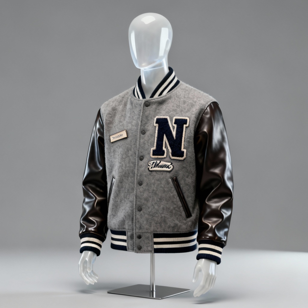 AI generated varsity uniform jacket mockup on neutral background