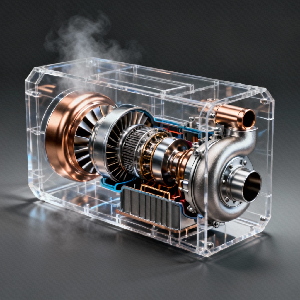 AI turbocharger cutaway showing internal wheels