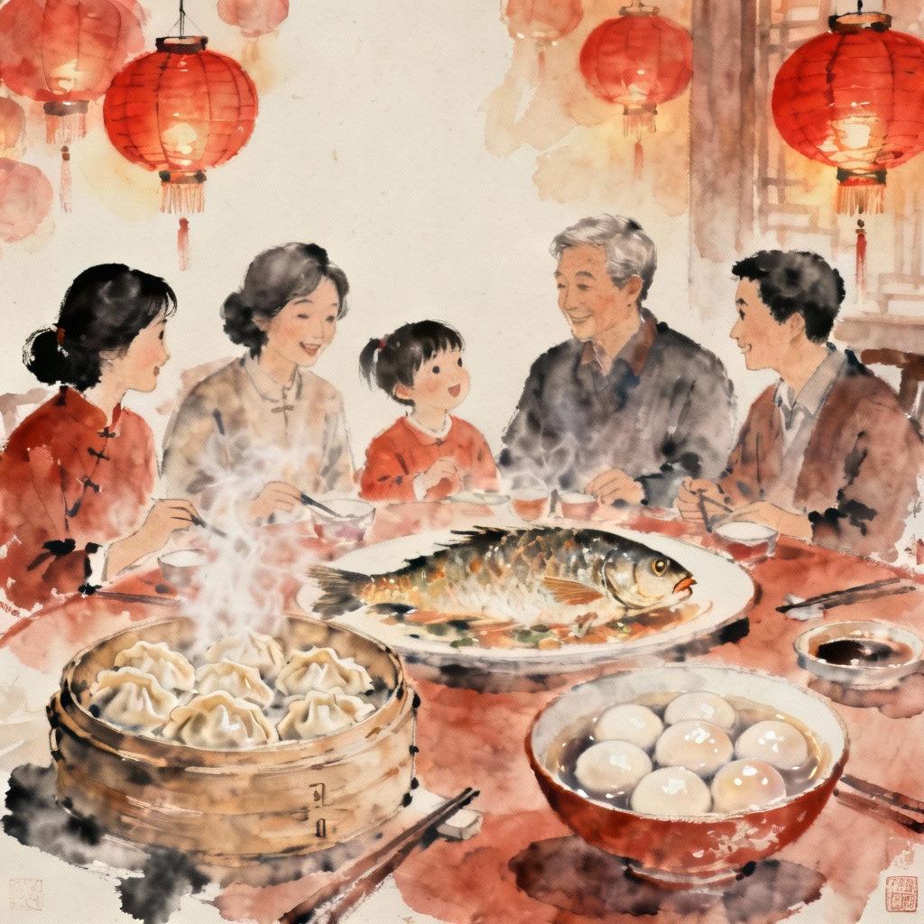 AI Reunion Dinner Illustration