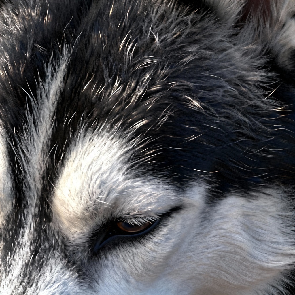 AI Siberian husky black and white double coat seamless texture