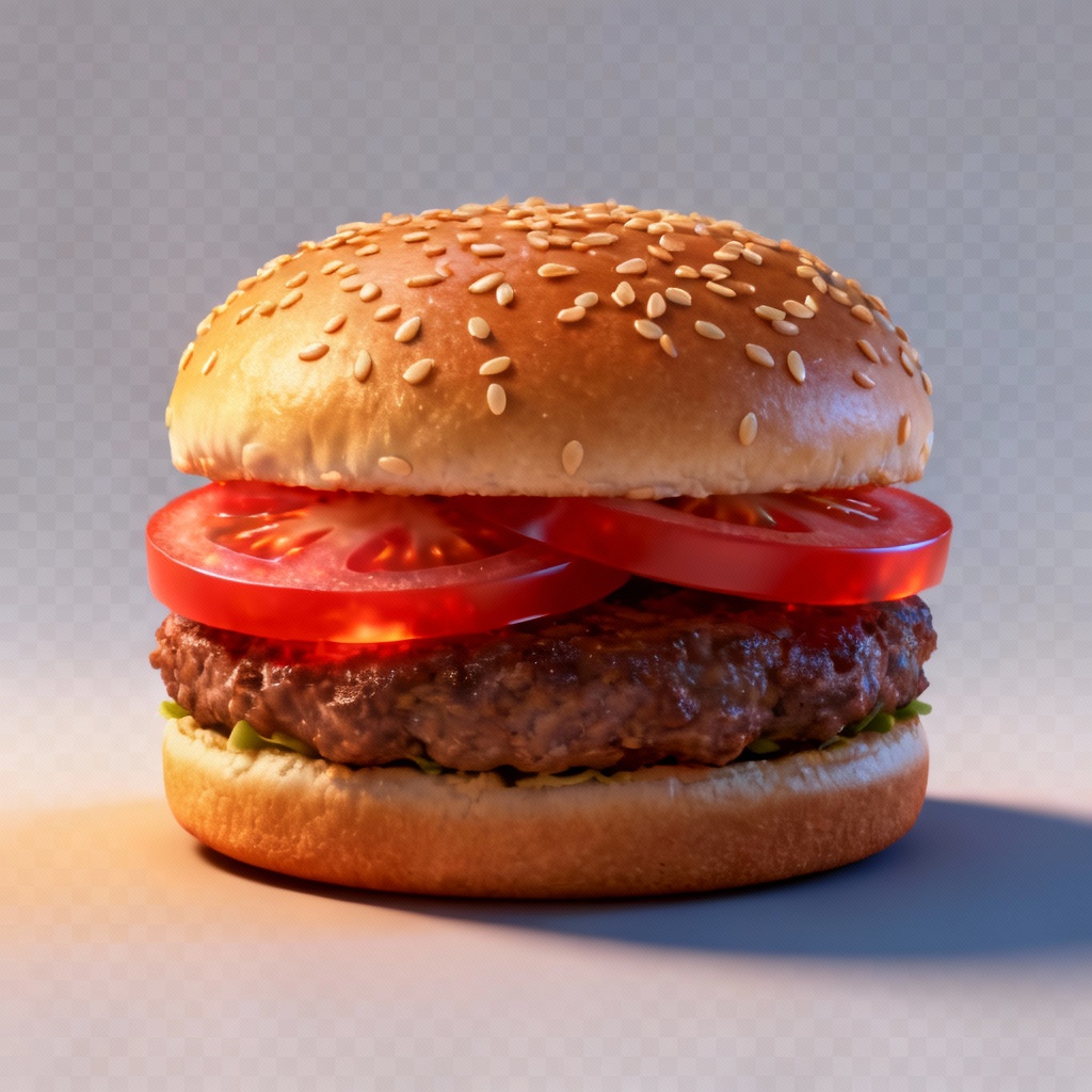 3D burger PNG without background