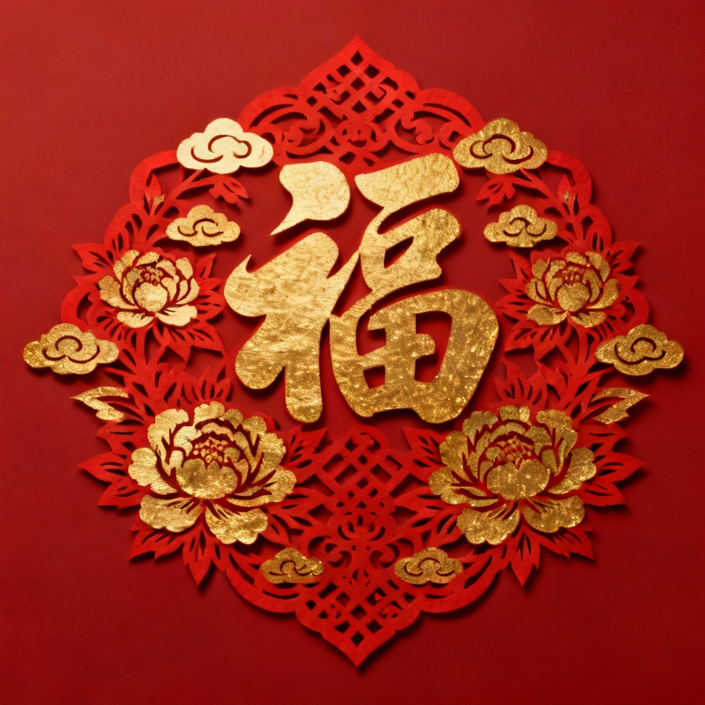AI Paper-Cut Fu Poster