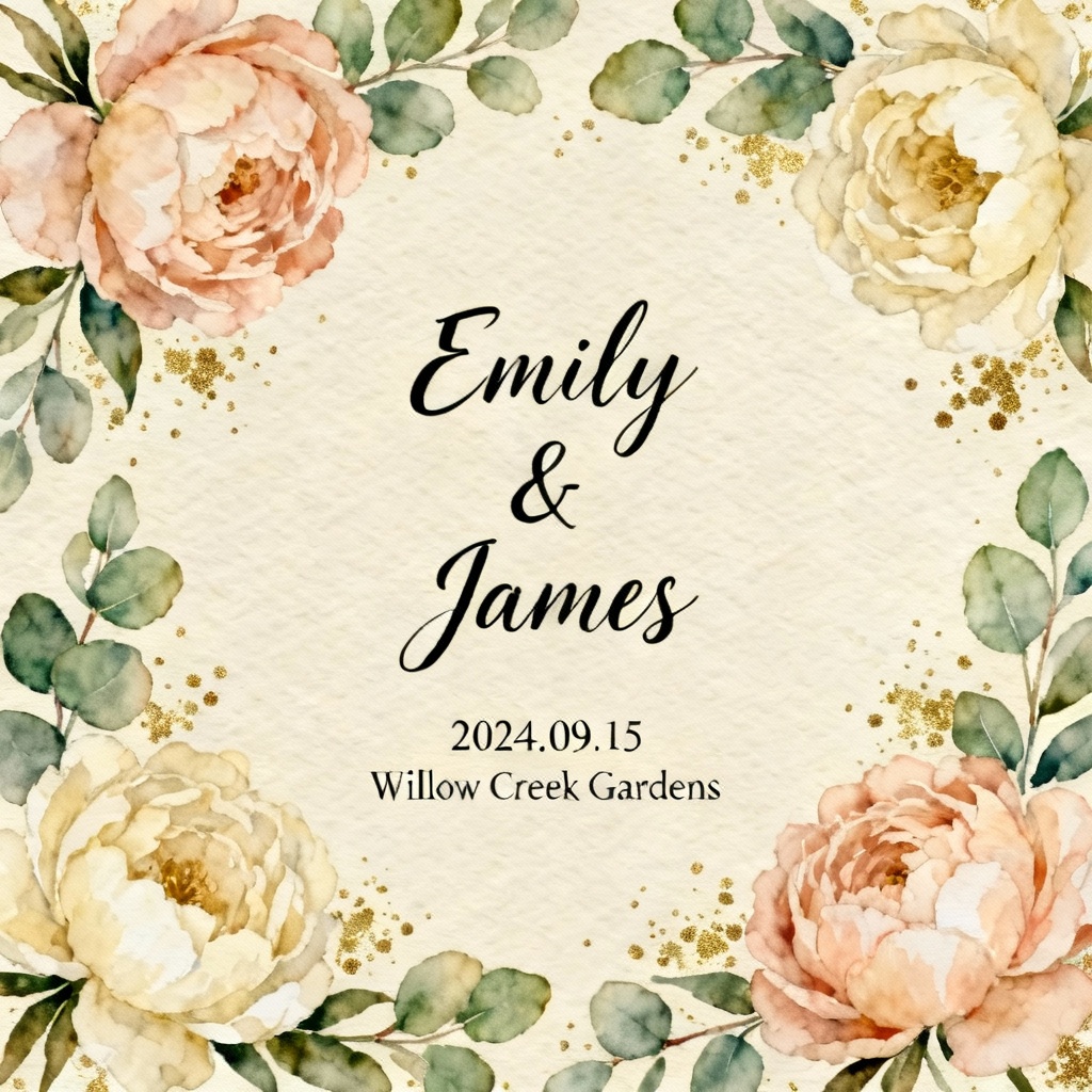 AI Watercolor Wedding Invitation Greeting Card