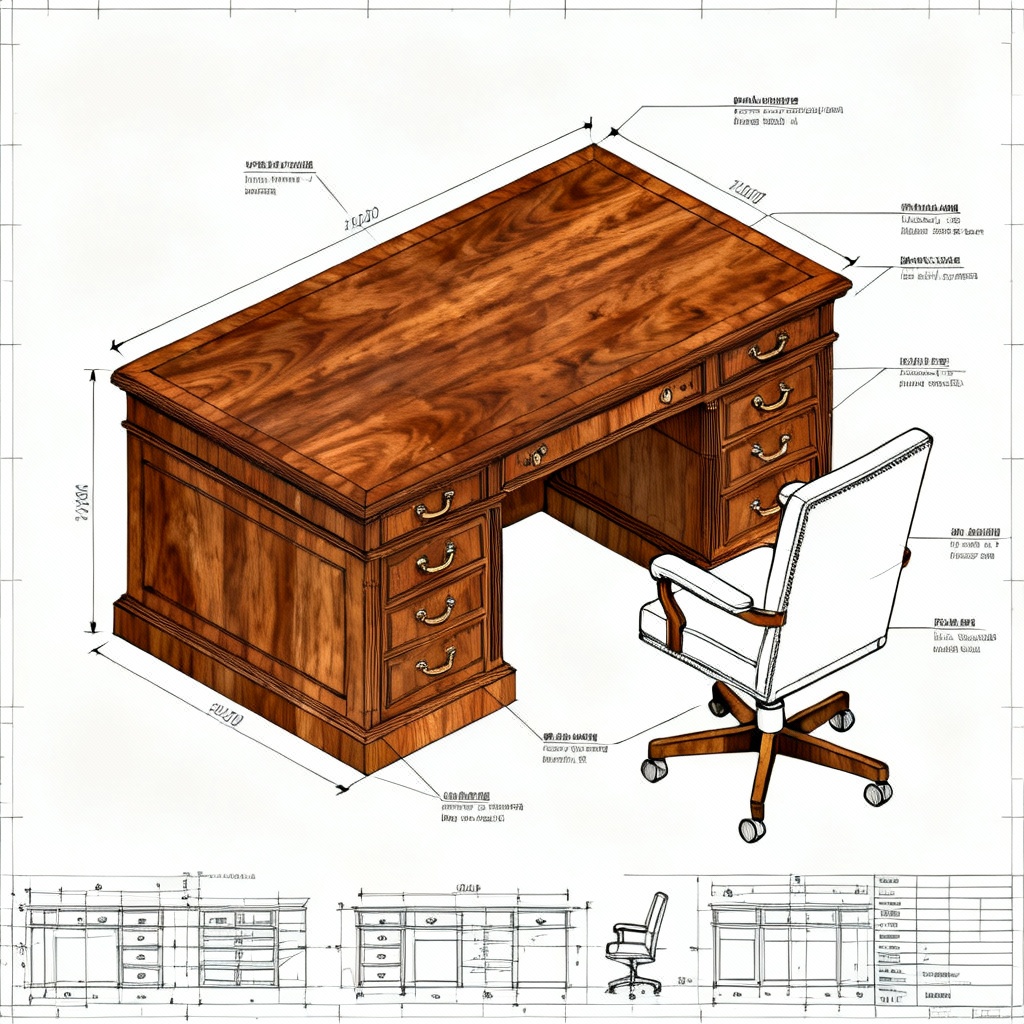 AI isometric presidential desk blueprint